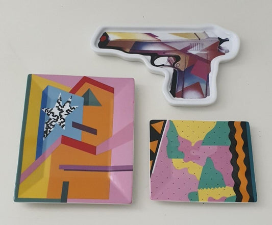 SS16 Supreme A. Mendini Milano Set of 3x ashtrays ceramic trays gun large small