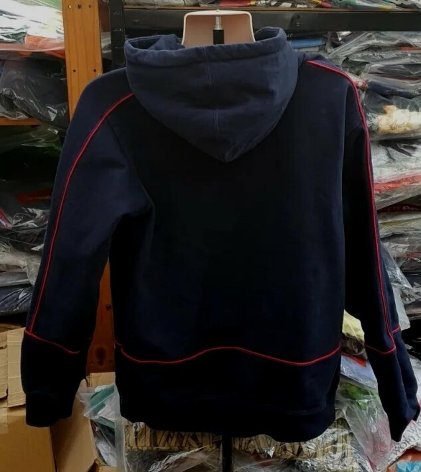 SS18 Supreme Piping Hooded Sweatshirt Navy Size L