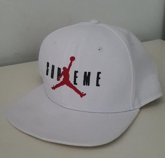 FW15 Supreme x Jordan White 6-Panel Kappe Jumpman Hat Selten