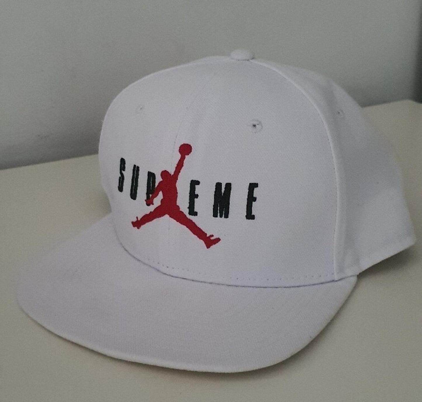 FW15 Supreme x Jordan White 6-Panel cap Jumpman hat Rare
