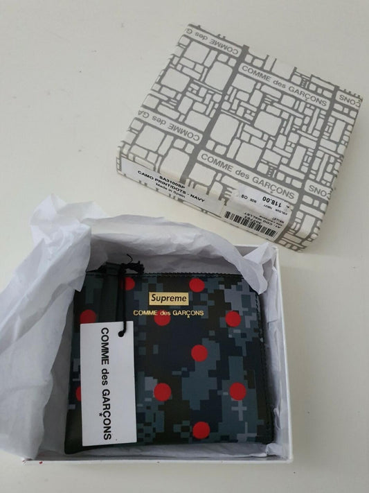 SS13 Supreme x Comme Des Garcons CDG cartera camuflaje con puntos CDG Muy rara Nueva