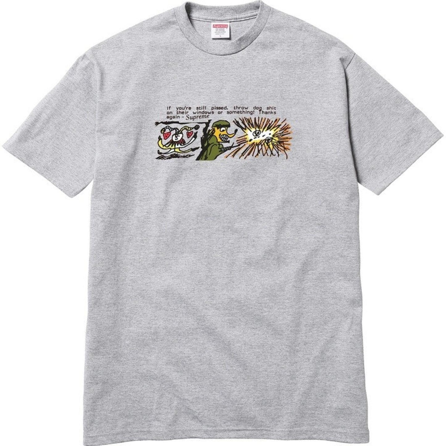 FW17 Supreme Dog Shi t Tee Heather Grey Size M