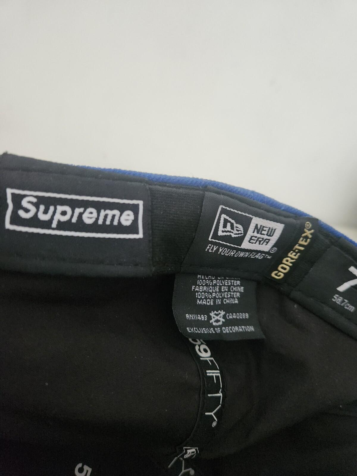 FW13 Supreme GORE-TEX Box Logo New Era Blau Rot Hut Wasserdichte Kappe 7 3/8 Vintage