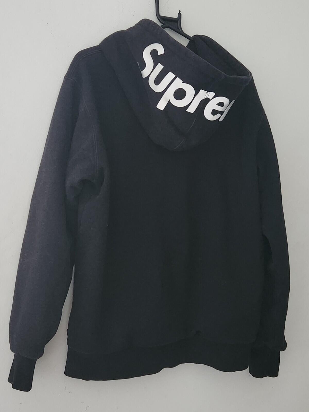 FW14 Supreme Reflective Logo Thermal Zip Up sweatshirt L Large Hoodie Black