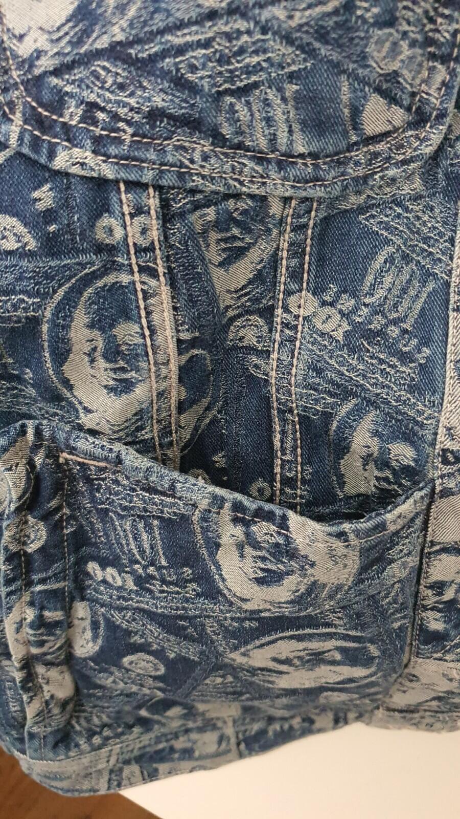 FW17 Supreme 100 Dollar Bill Denim Trucker Jacket Blue Größe MBenjamin Franklin