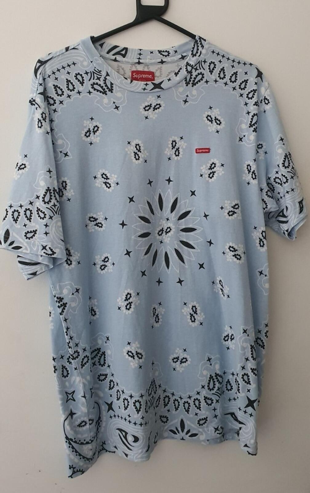 SS21 Supreme Small Box Logo Tee Light Blue Bandana Size M
