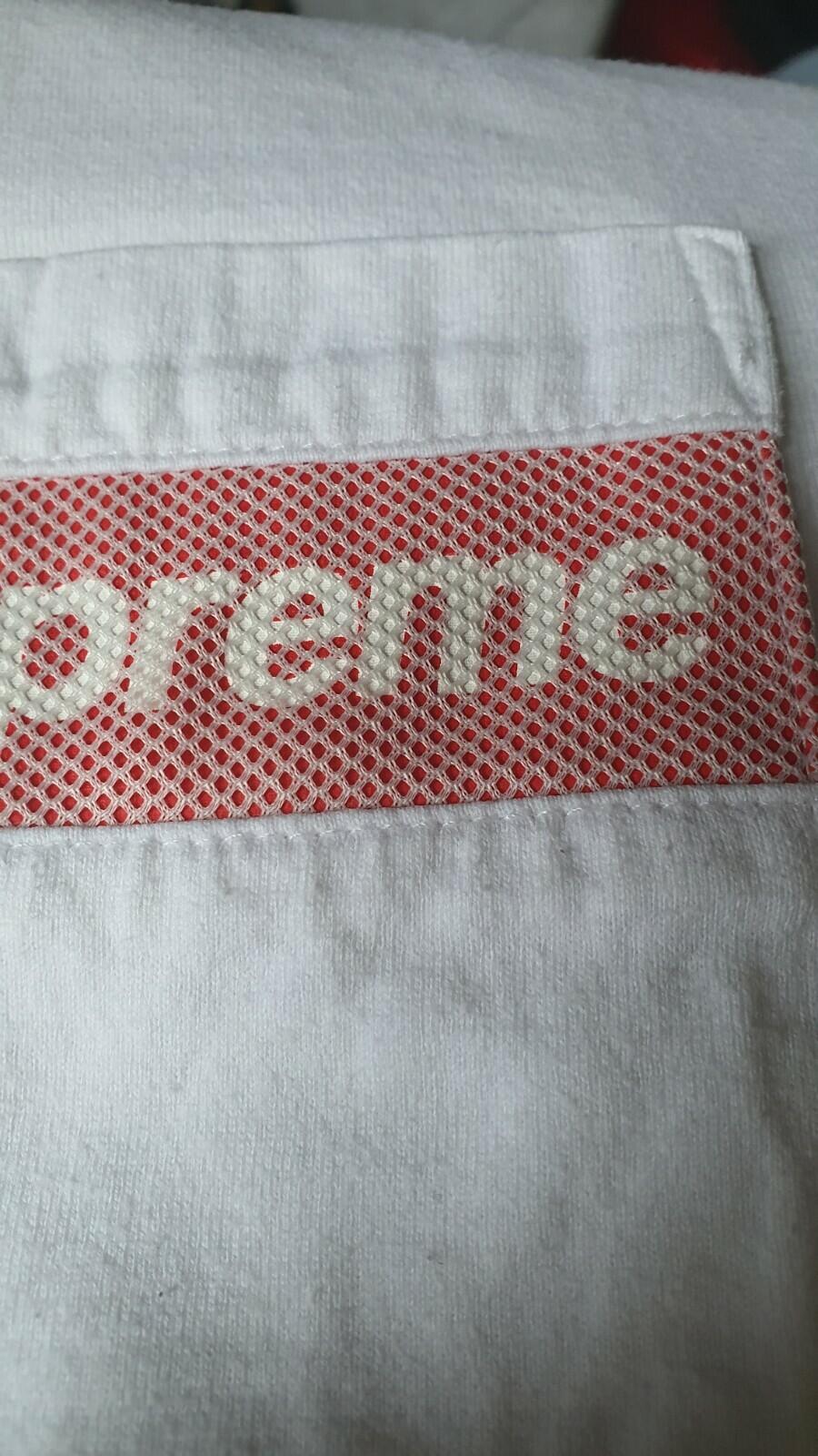 SS19 Supreme Mesh Stripe Pocket tee S/S Top size L Large white t-shirt box logo
