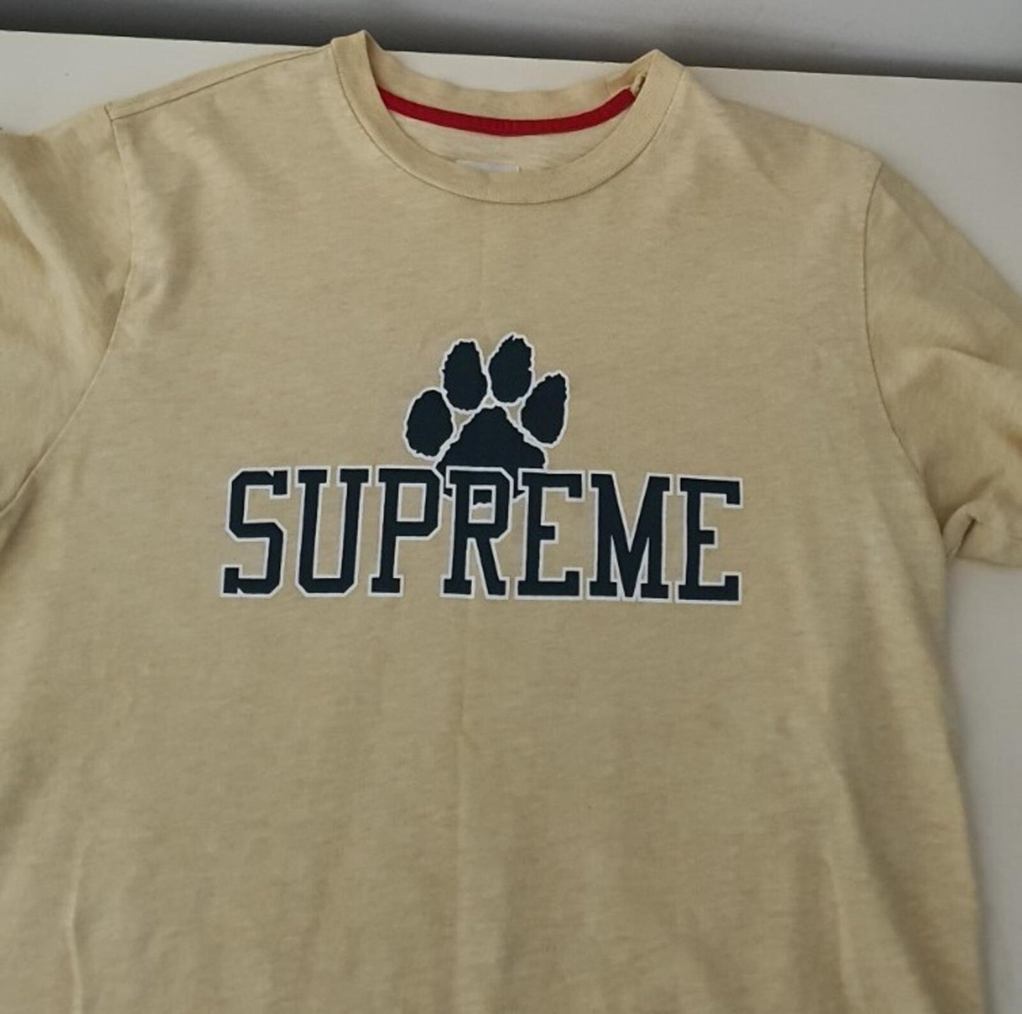 FW12 Supreme Paw Cut And Sew tee L large short sleeve t-shirt top yellow vintage