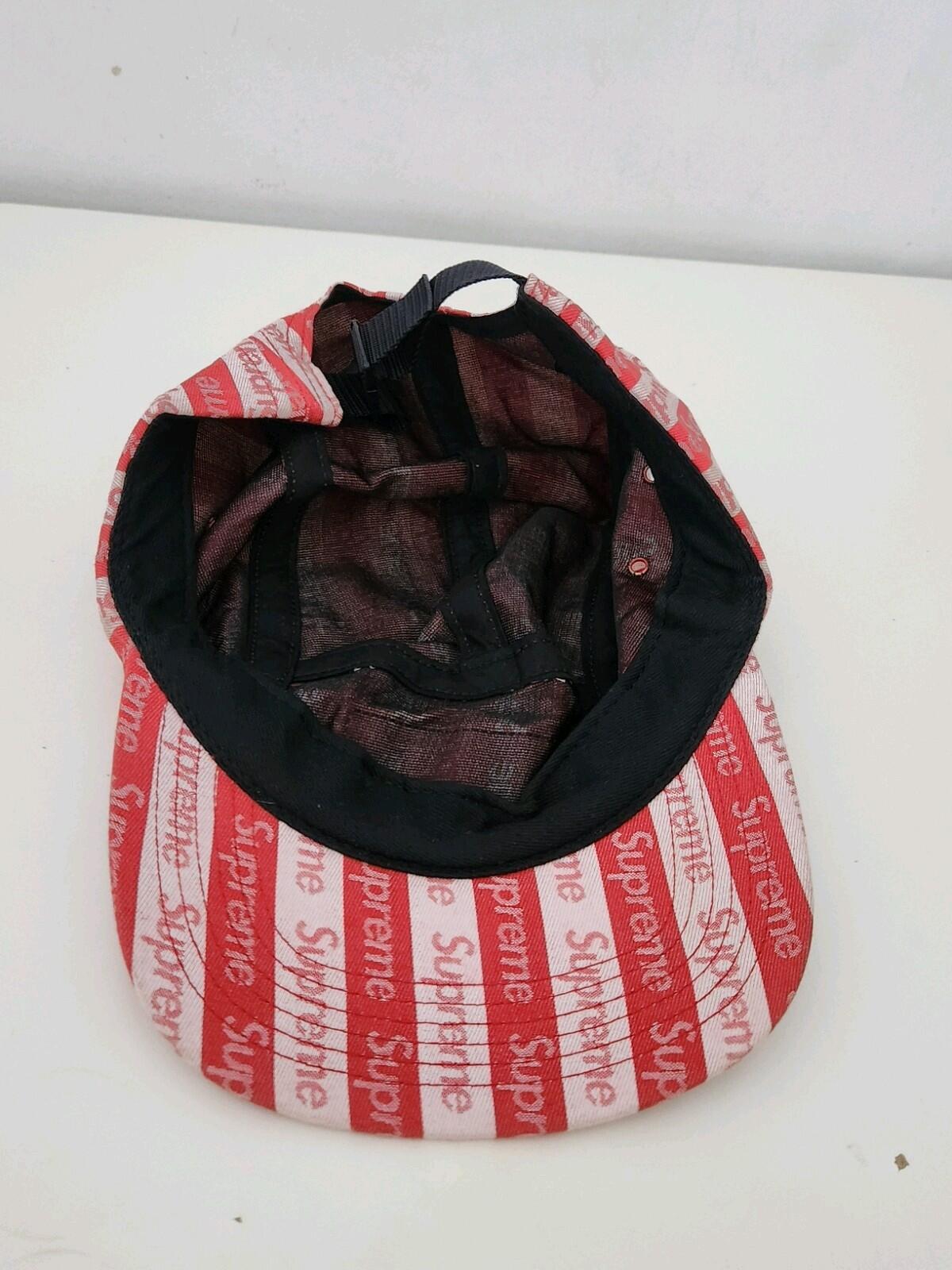 FW14 Supreme Jacquard Logo Camp Cap Red White Red Box Logo made in USA Vintage