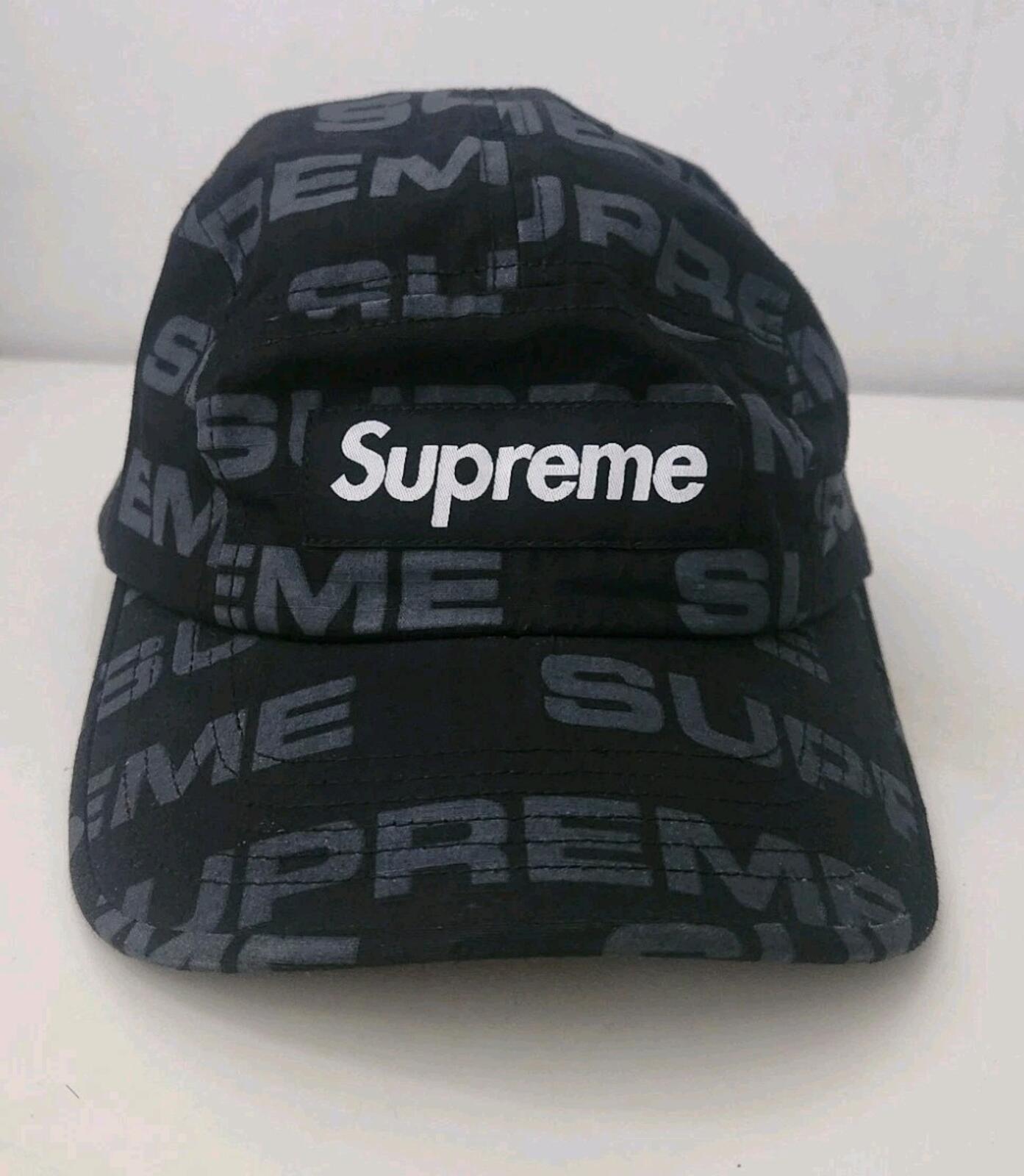 FW20 Supreme Reactive Print Camp Cap Schwarze Kappe Photosensitive Logos mit rotem Box-Logo