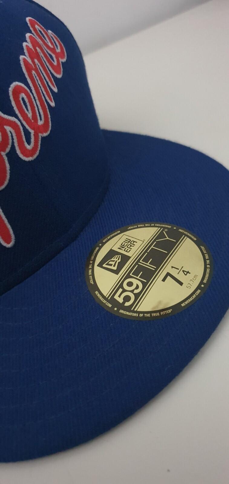 SS12 Supreme NO 1 Script New Era 59fifty fitted cap size 7 1/4 blue hat Vintage