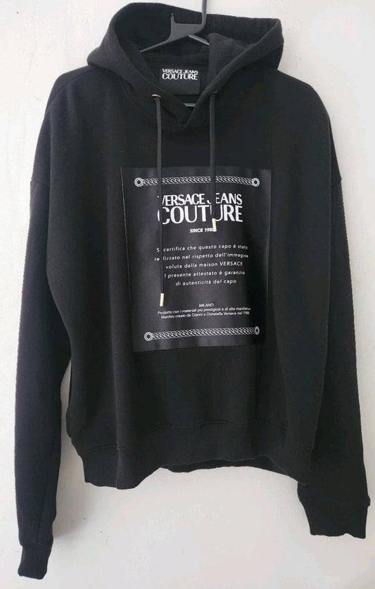 Versace Jeans Couture Label Hoodie Schwarz Kapuzenpullover Größe M Medium