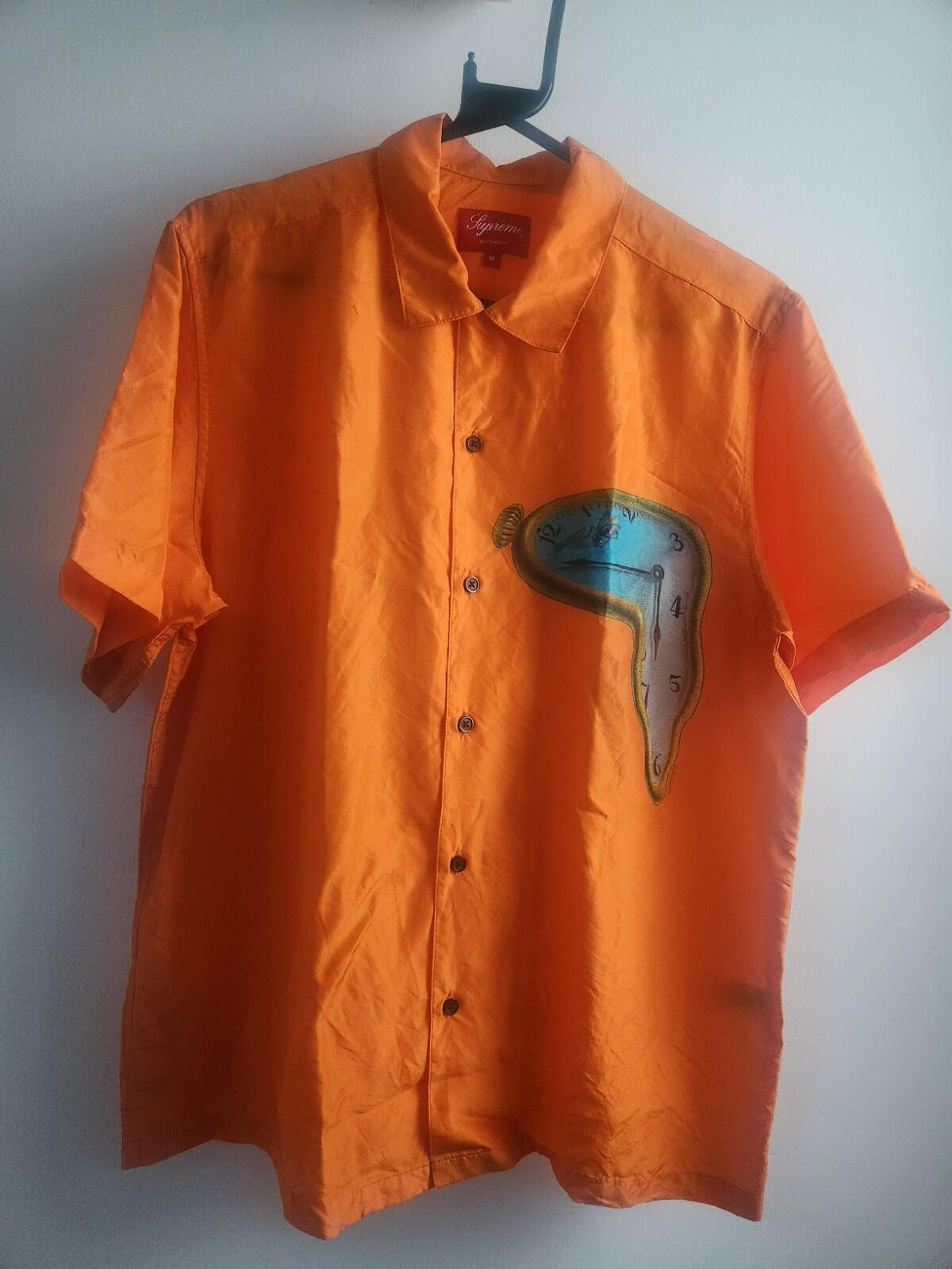 SS19 Supreme The Persistence of Memory Silk S/S Shirt M Orange Salvador Dali