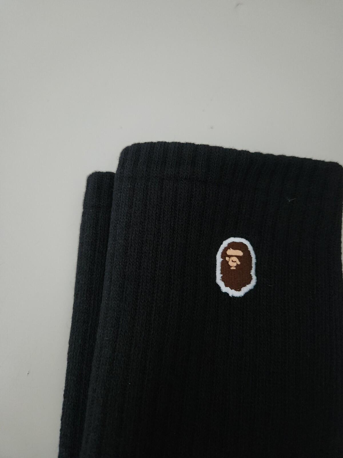 1x A BATHING APE Ape Head one point  socks L large UK 9-11 Japan BAPE Black Pair