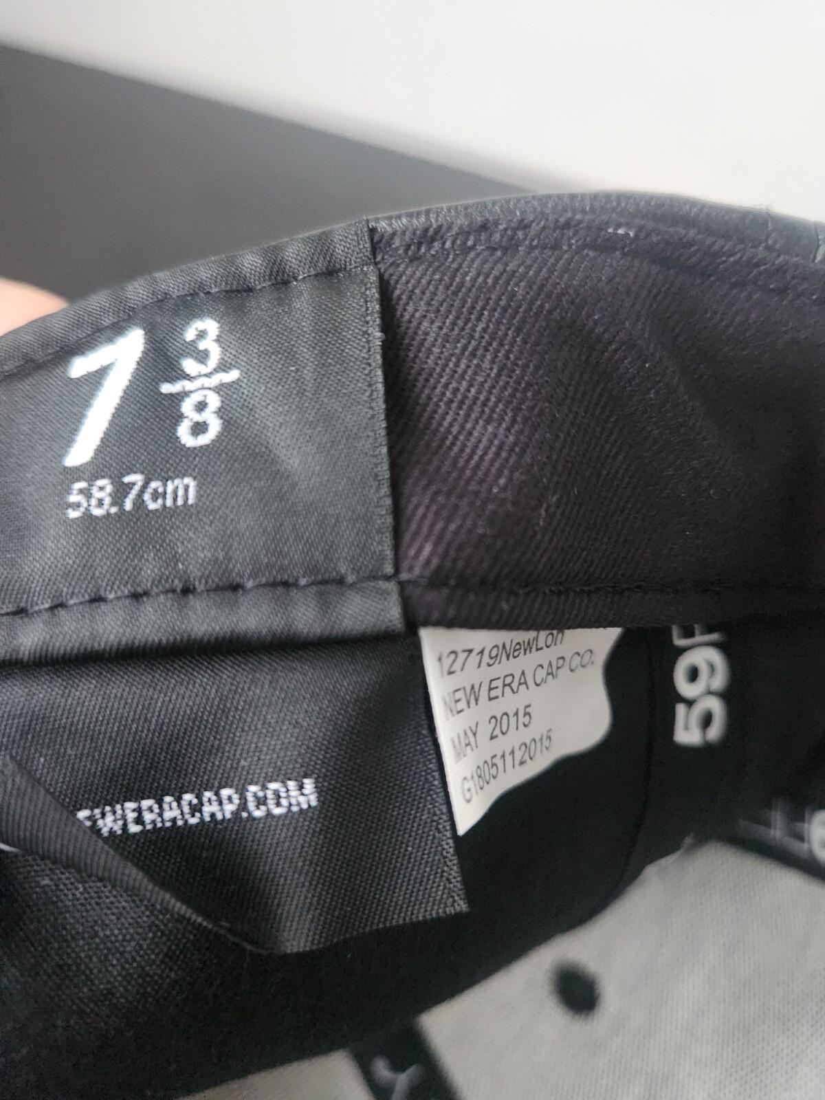 FW15 Supreme Leather Box Logo New Era Hat Black Cap size 7 3/8 Vintage 2015