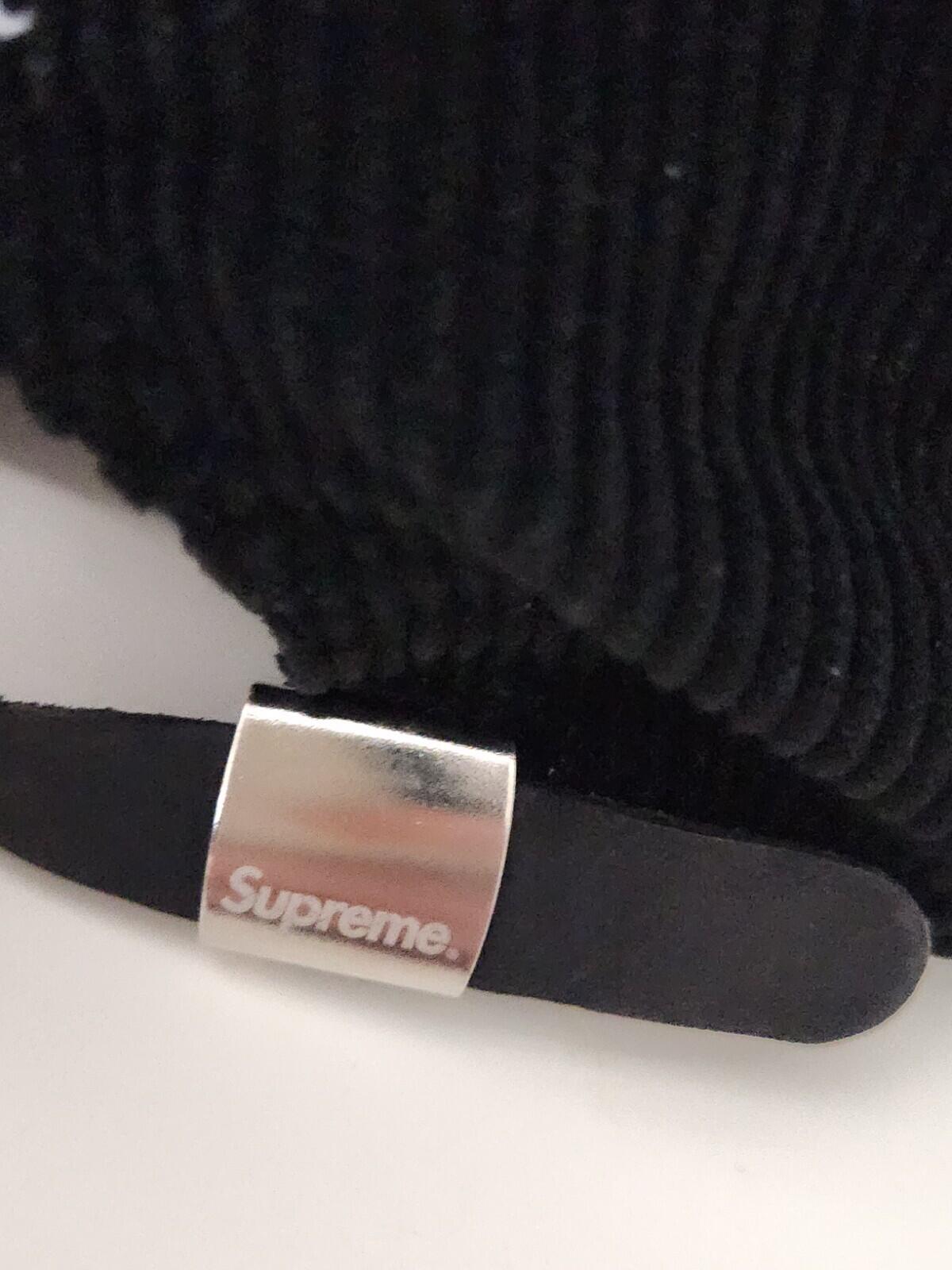Gorra Supreme de 6 paneles con logo S de pana negra SS17