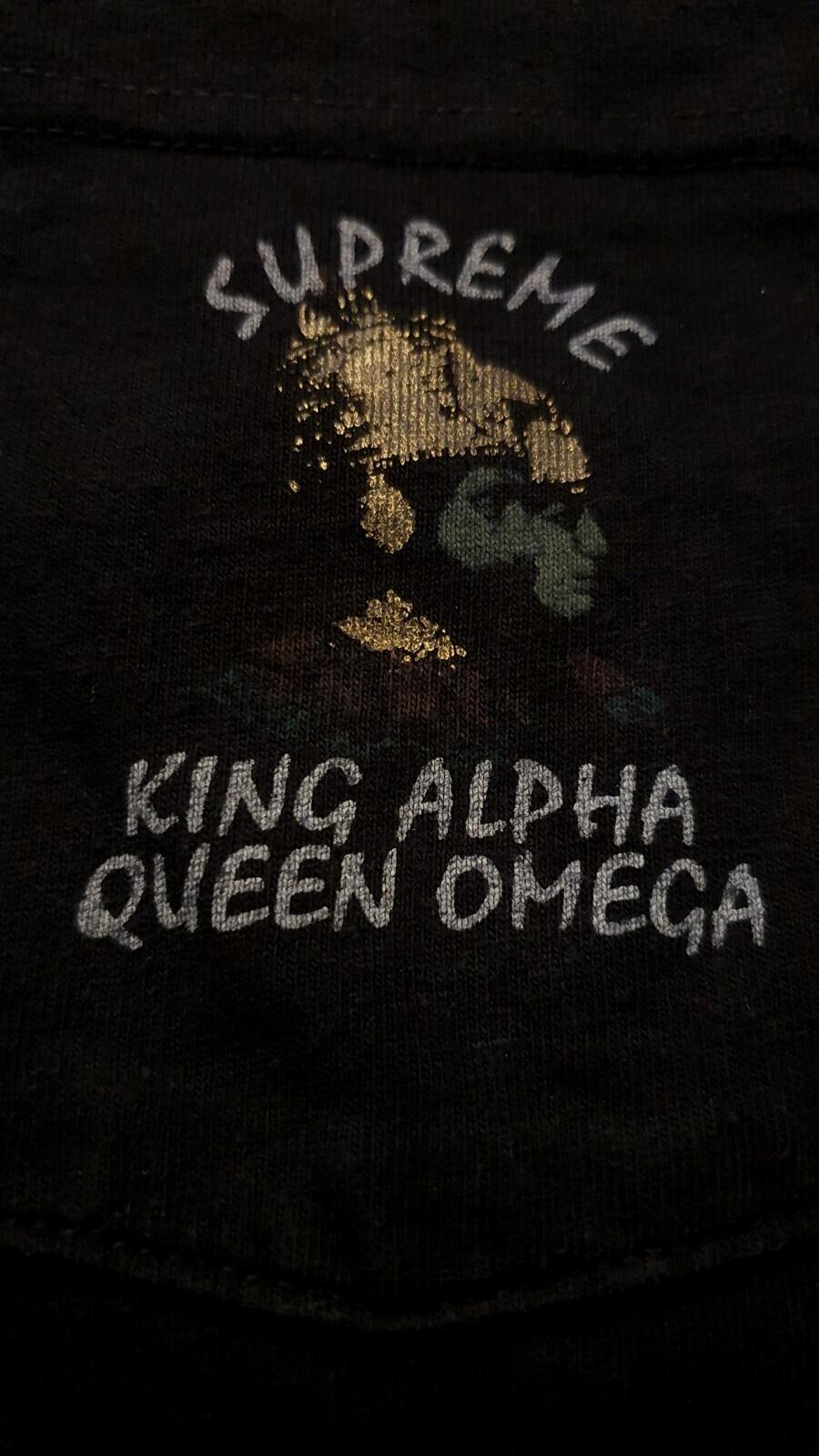 SS15 Supreme King Alpha Queen Omega schwarzes T-Shirt mit Brusttasche M Medium T-Shirt Jamaika