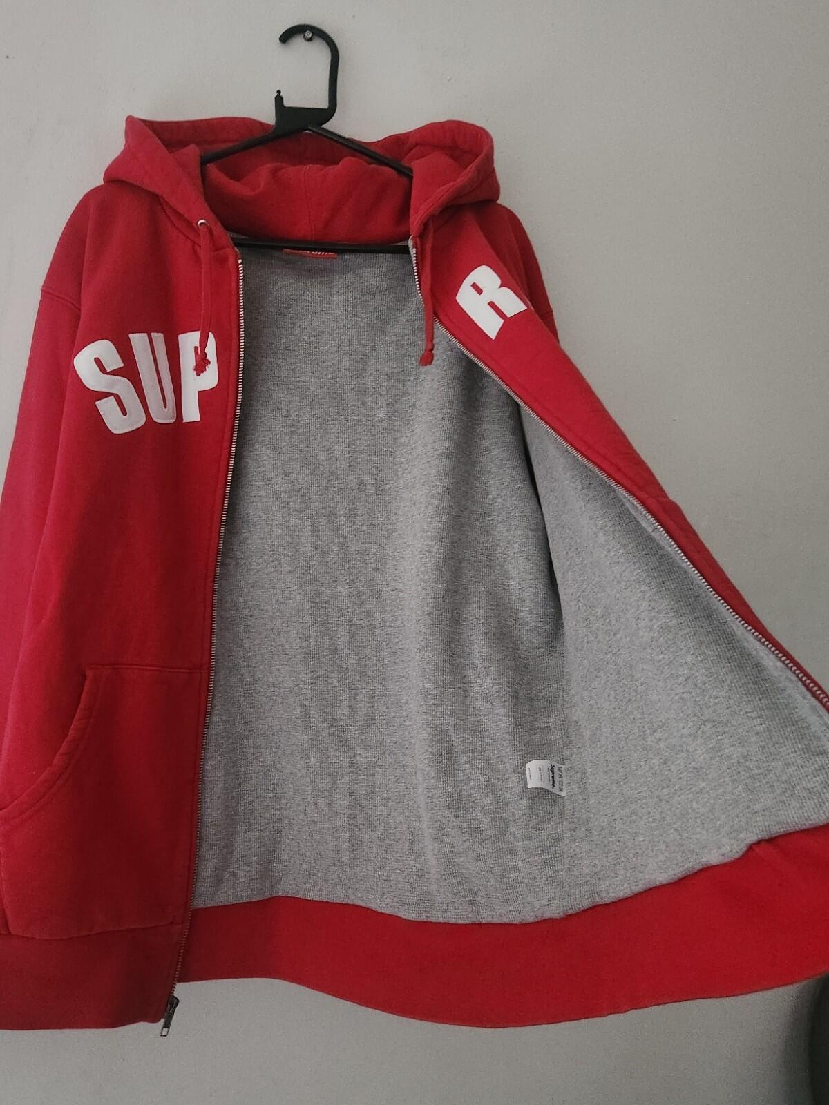 FW10 Supreme Arc Logo Thermal Zip Up Hooded Sweatshirt Red