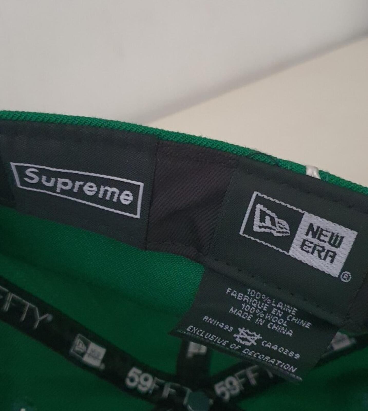 SS17 Supreme Piping Box Logo New Era 59fifty green hat cap size 7 3/8 New
