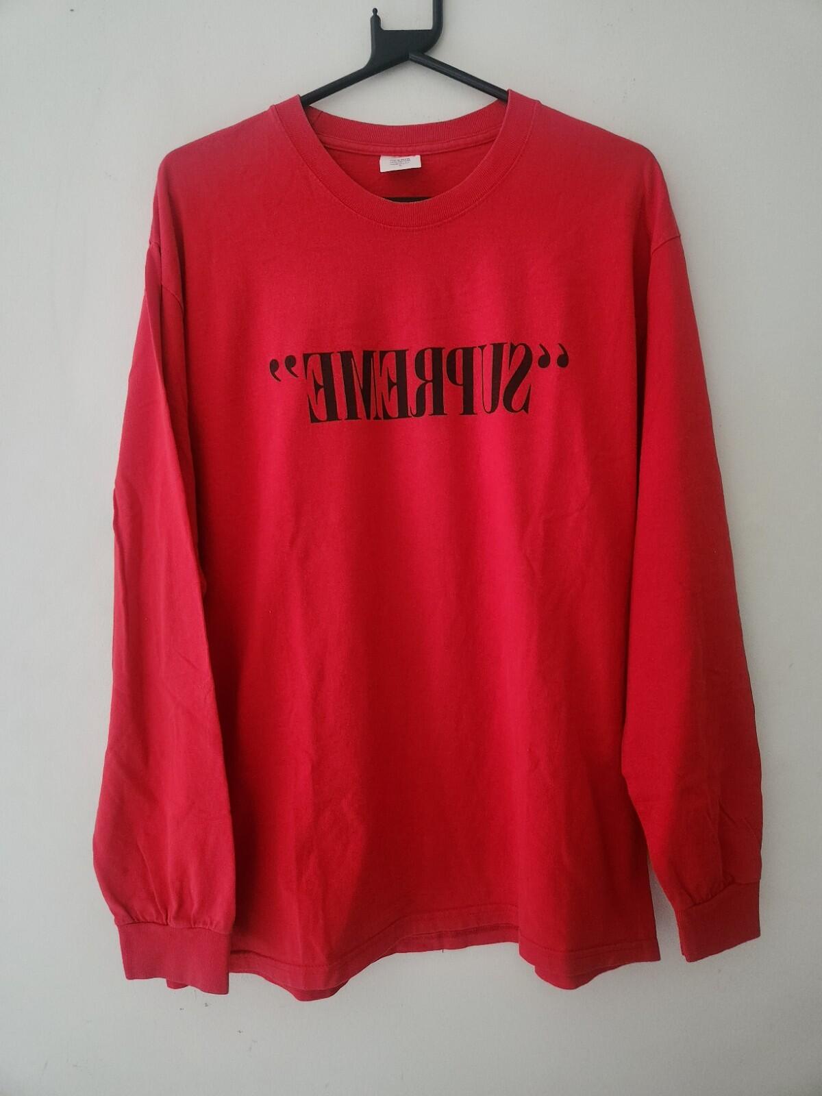 FW11 Supreme Shark L/S Tee size L large long sleeve red T-Shirt 2011 Vintage Top