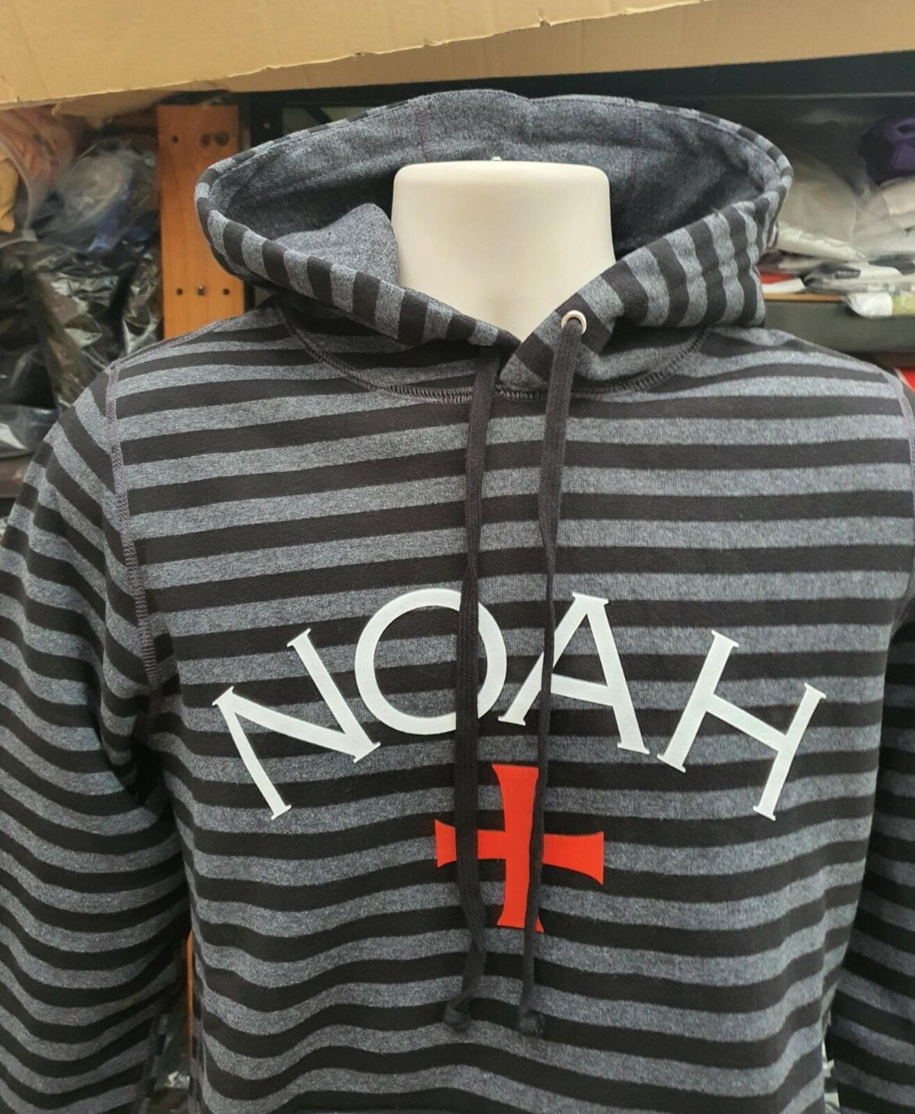 NOAH Mr. Porter Sudadera con capucha y forro polar a rayas, color negro, talla S pequeña, nueva