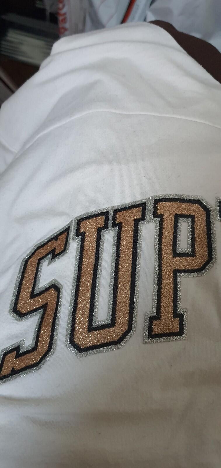 FW17 Supreme Glitter Arc Football Top White Größe M
