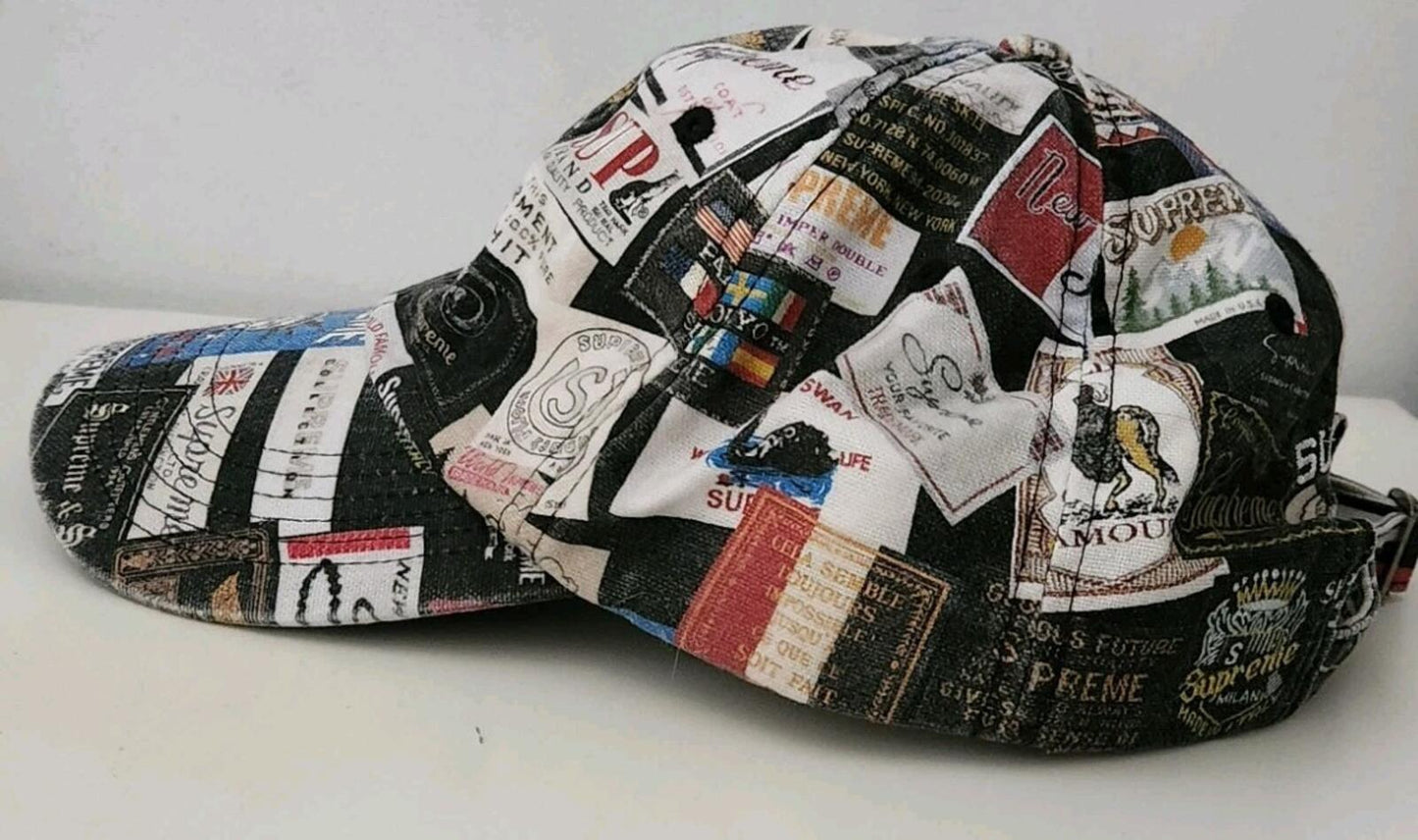 SS21 Supreme Labels 6-panel Black Cap Canvas Hat