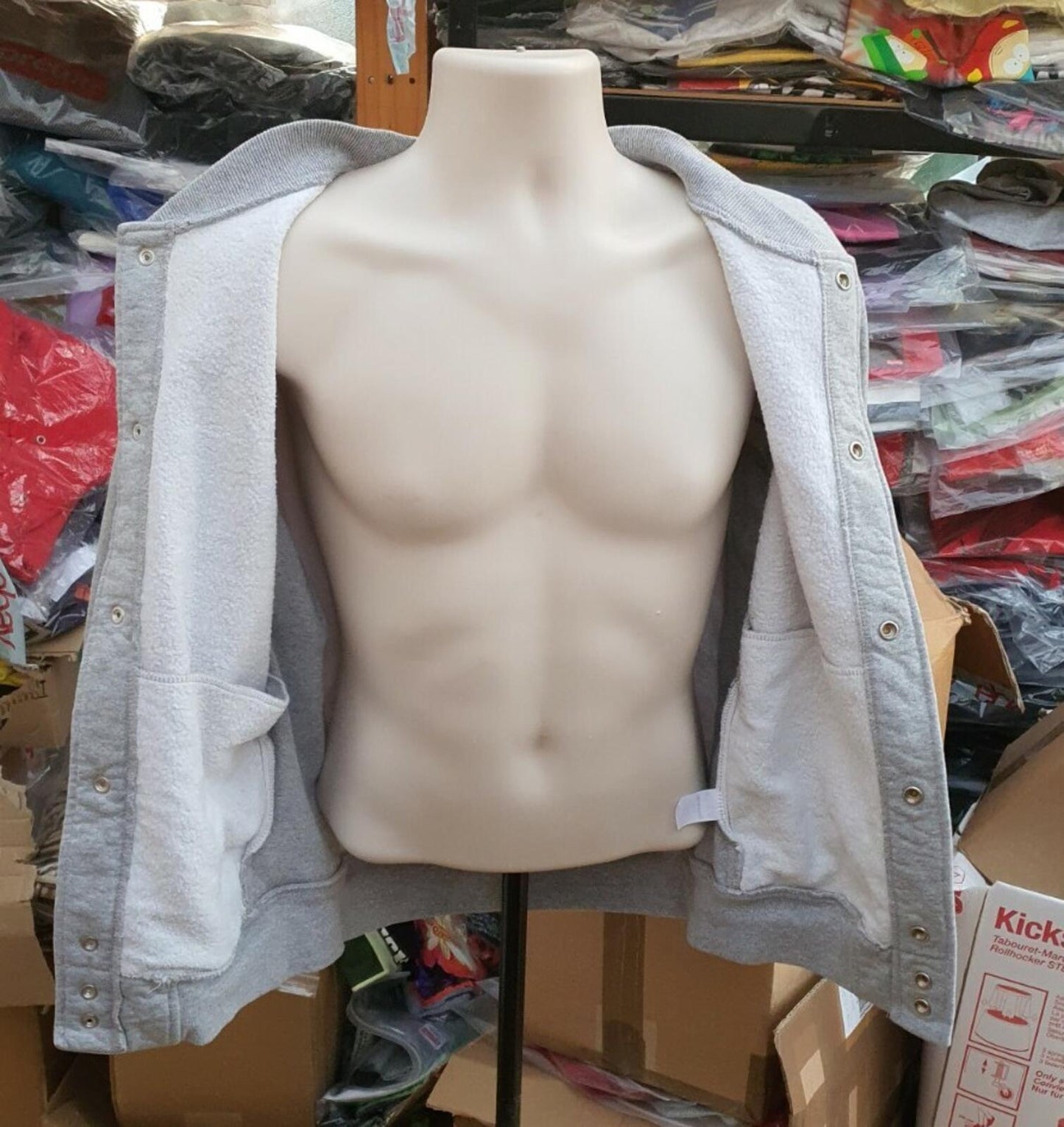 FW12 Supreme Snap Front Varsity Jacket Grey Size M