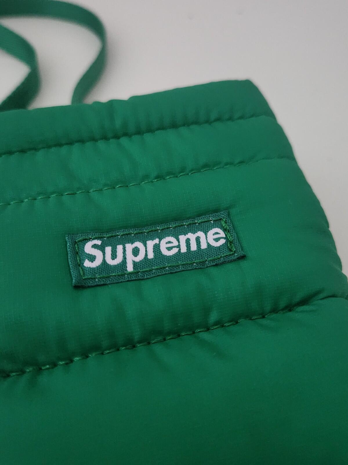 FW22 Supreme Puffer Neck Pouch Bag Green Water Resistant Mobile Phone