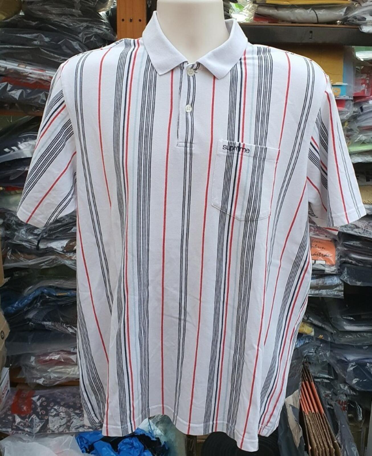 SS20 Supreme Vertical Stripe Polo Top Shirt White M