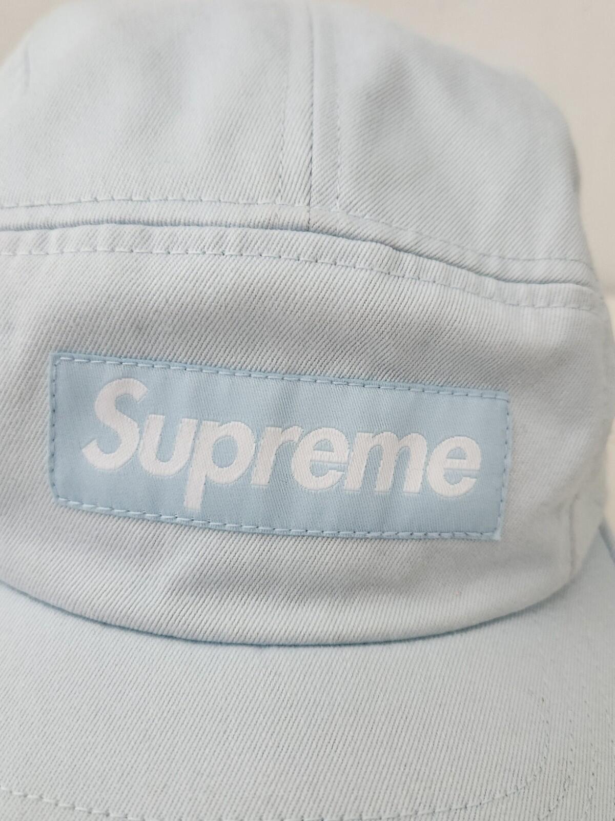 SS15 Supreme Side Zip Twill Camp Cap Hellblau Hut Vintage 2015 Lederriemen