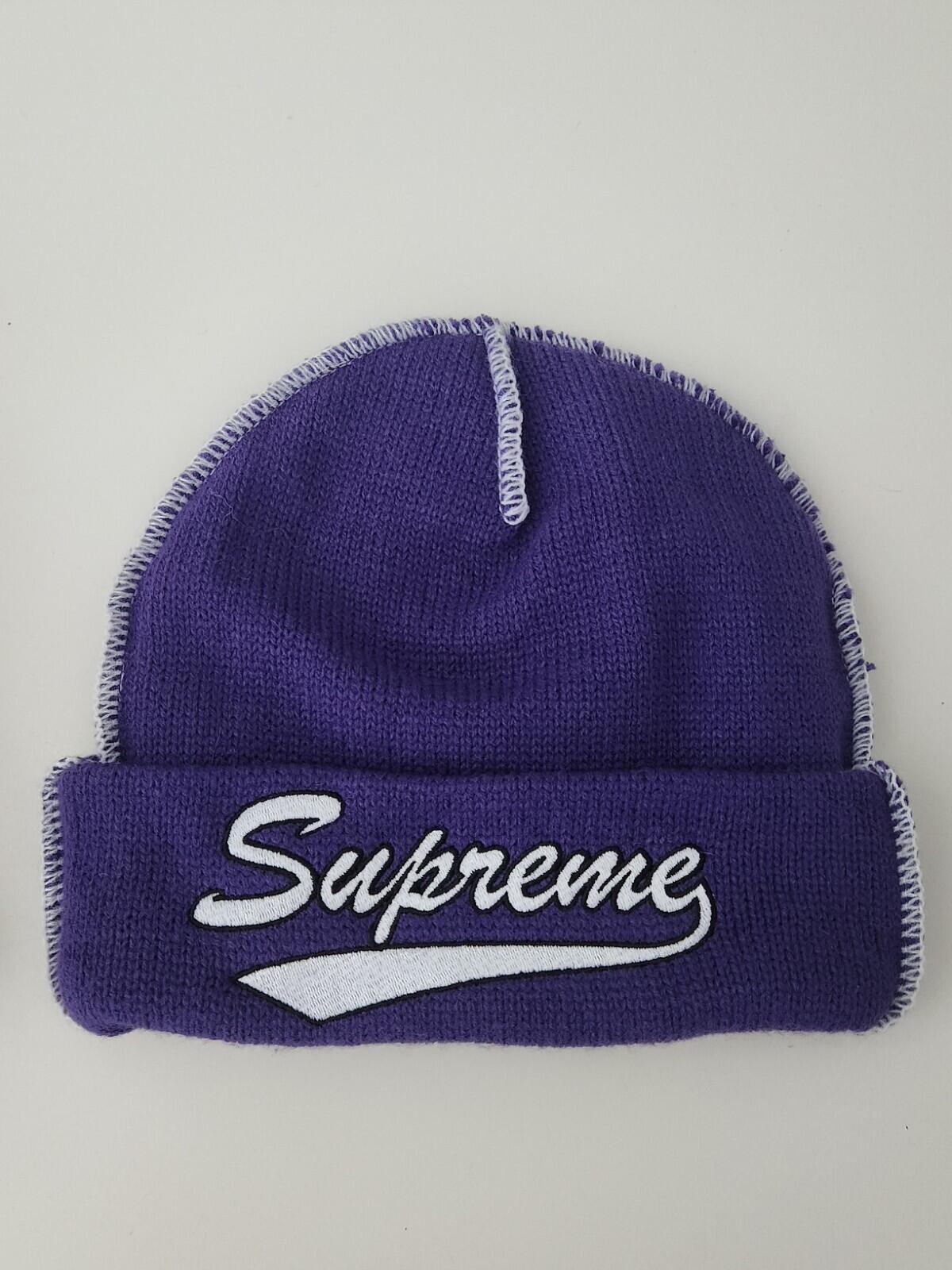 FW22 Supreme Contrast Stitch beanie Purple Hat