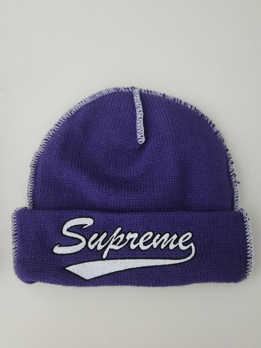FW22 Supreme Contrast Stitch beanie Purple Hat