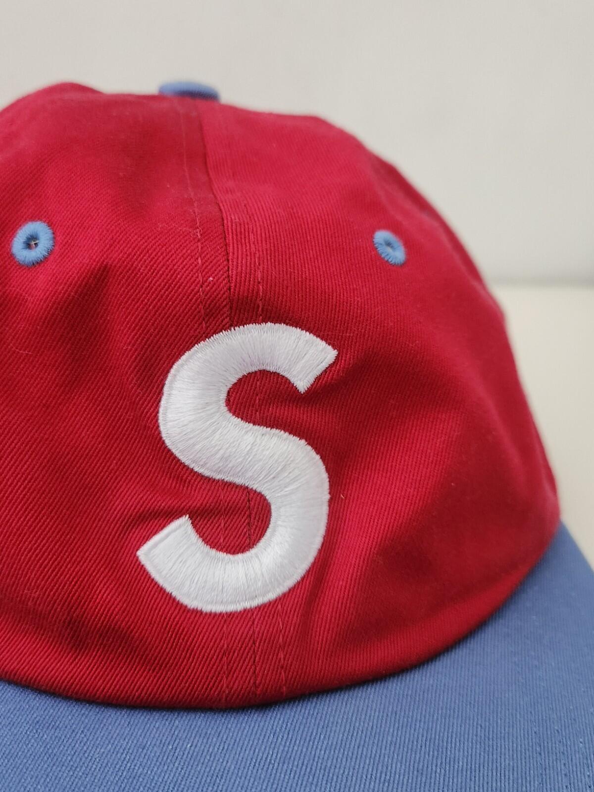 SS16 Supreme 2-Tone Washed S Logo 6-panel Cap Red