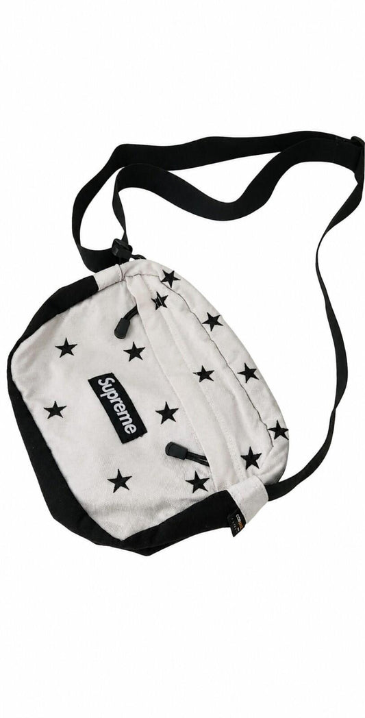 FW13 Supreme Embroidered Stars Shoulder Bag White