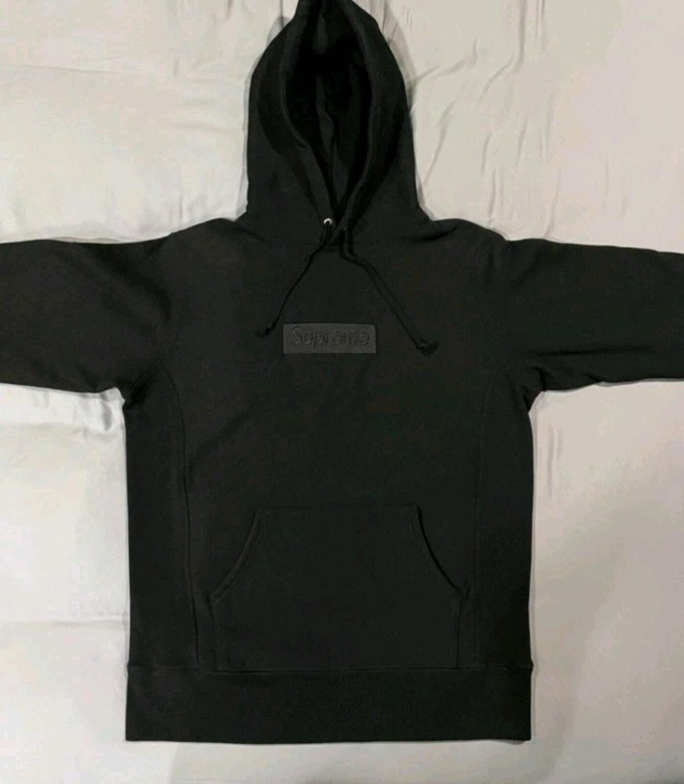 FW14 Supreme Tonal Box Logo Hooded Sweatshirt black hoodie M medium Vintage 2014