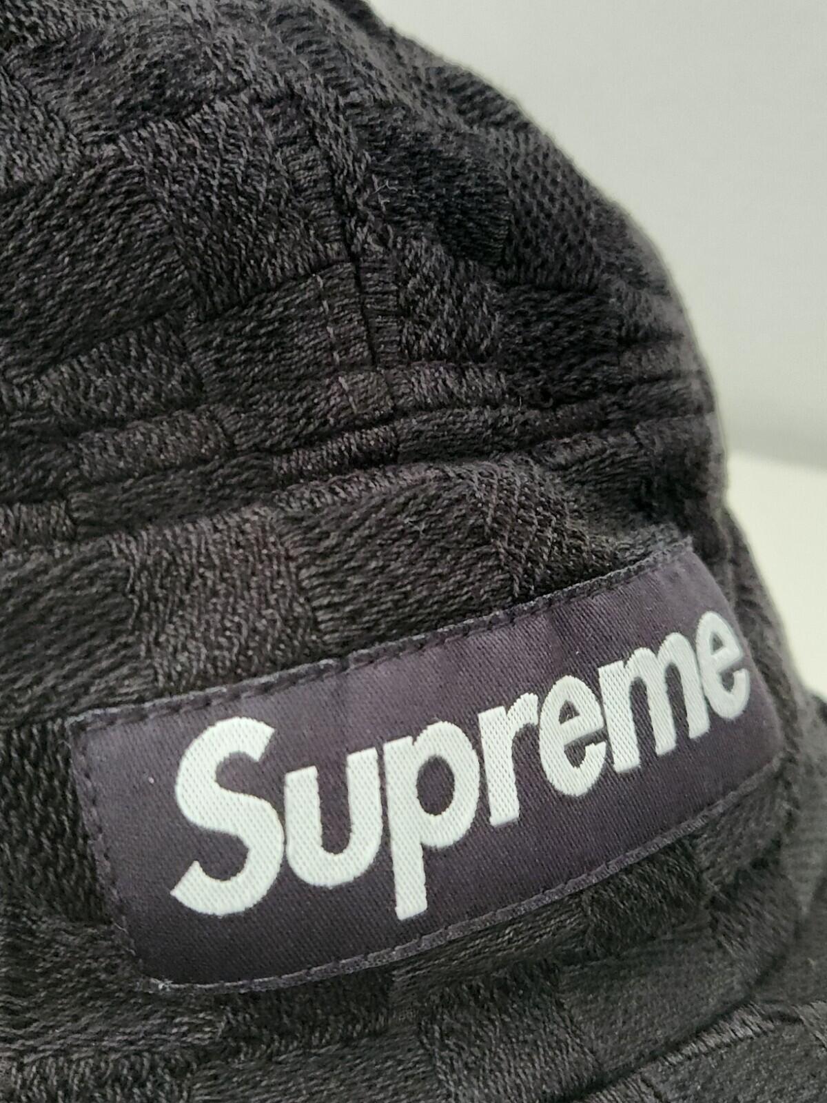 FW17 Supreme Checker Weave Camp Cap Black