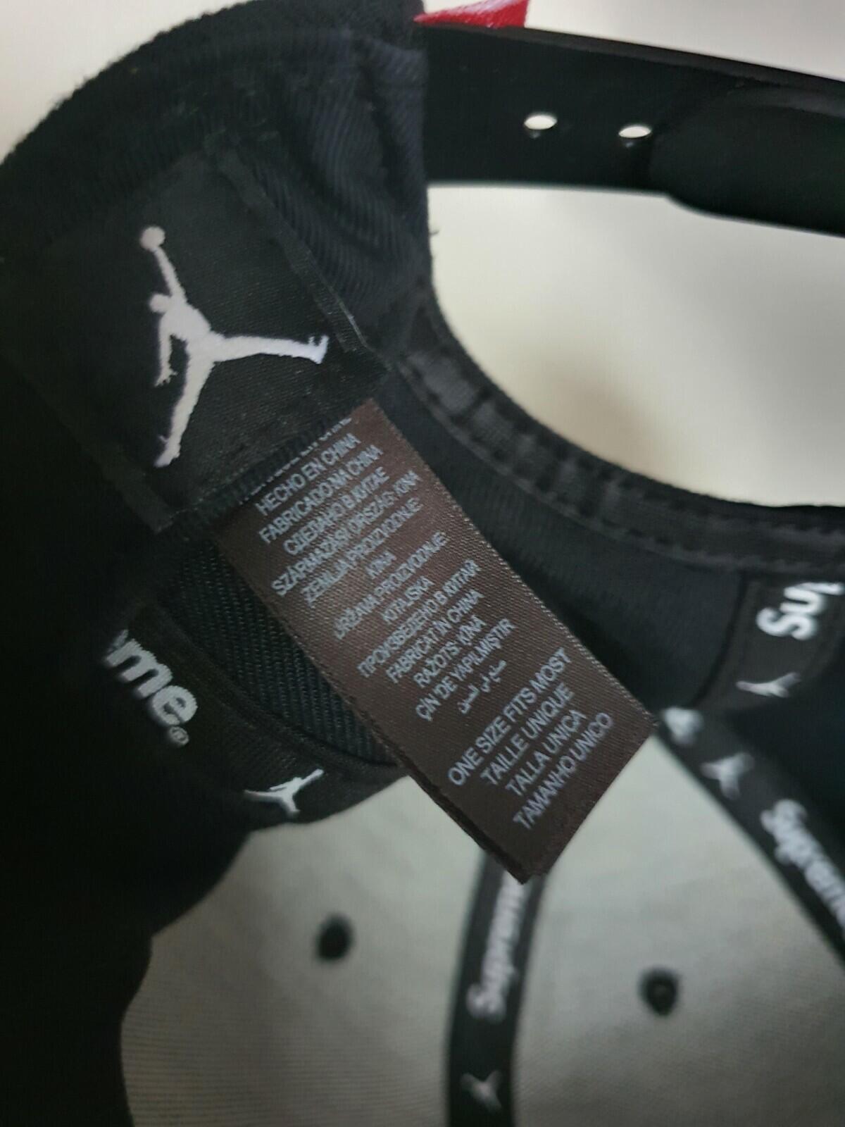 FW15 Supreme x Jordan black 6-Panel cap Jumpman hat Worn 1x Rare Jumpman