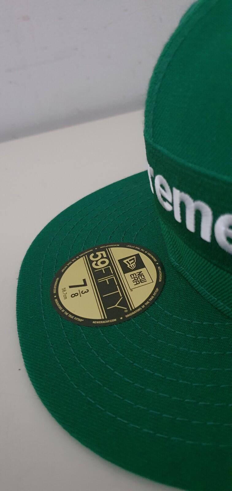 SS17 Supreme Piping Box Logo New Era 59fifty green hat cap size 7 3/8 New