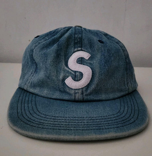 Gorra SS17 Supreme Washed Denim S Logo 6 Paneles Azul