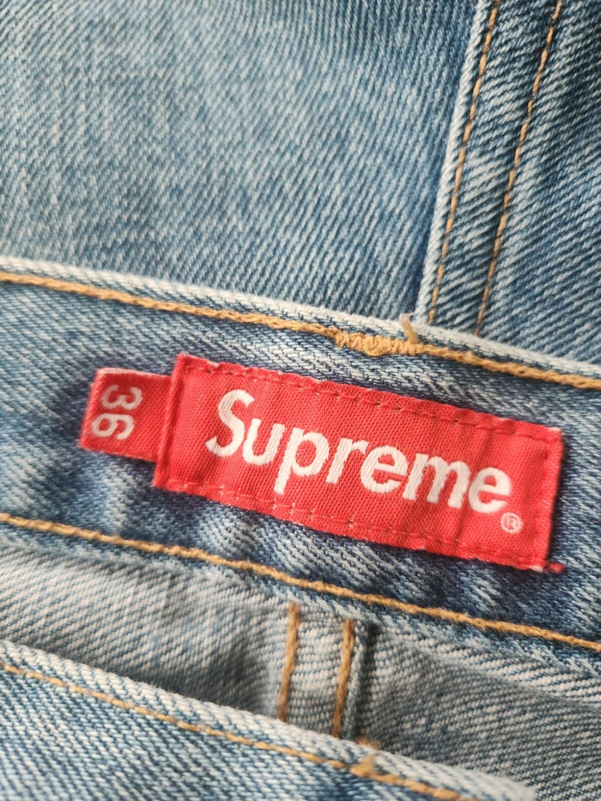 Supreme slim jeans size 36 W36 L32 denim blue made in USA mens stonewashed jean