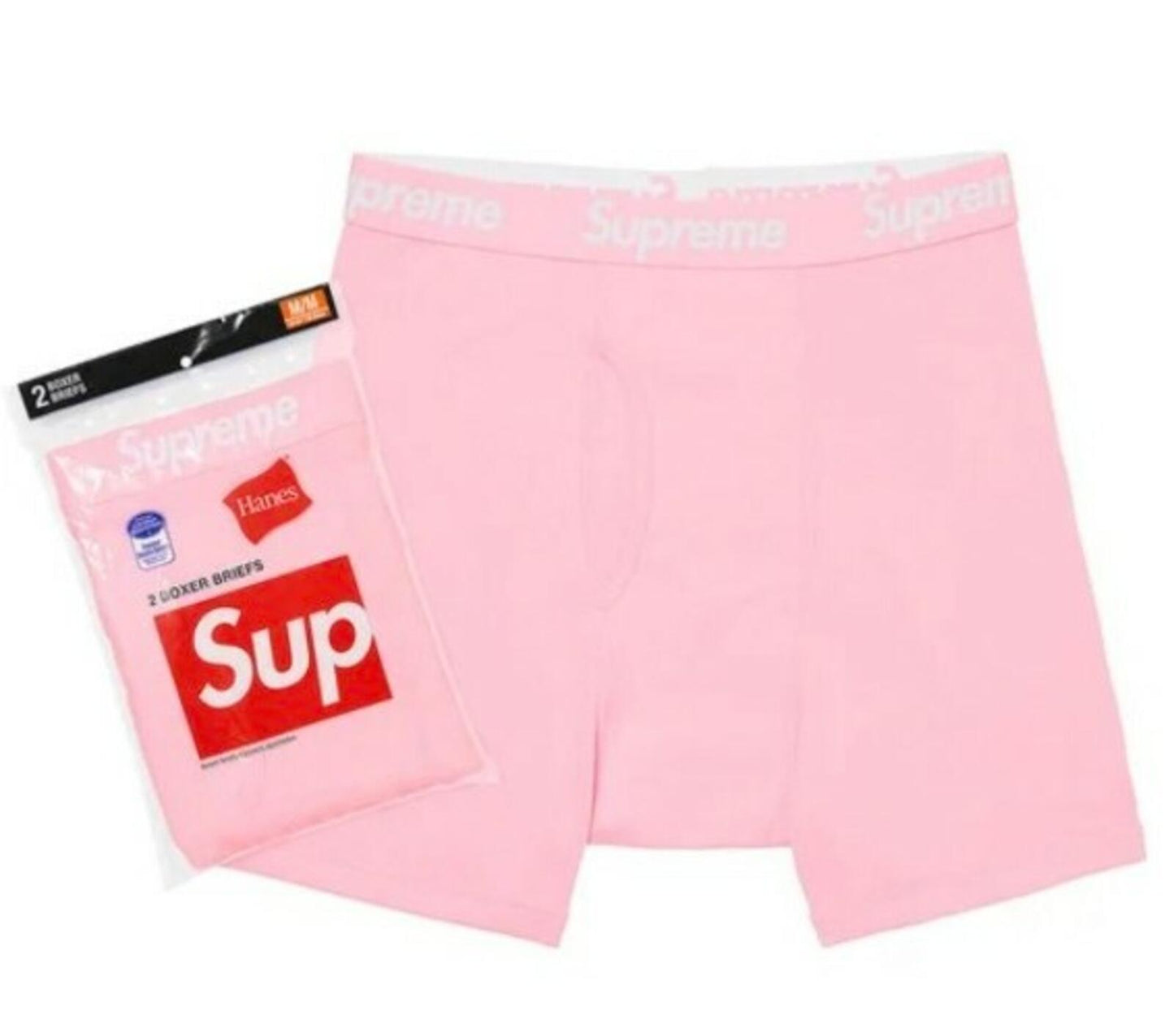 FW21 Supreme Hanes pink boxer briefs (2pack) M Medium New And Unopened Underwear