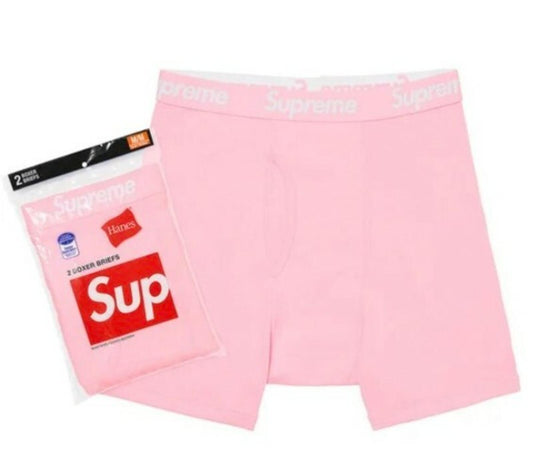 Ropa interior Supreme Hanes FW21 rosa (paquete de 2) Talla M mediana, nueva y sin abrir