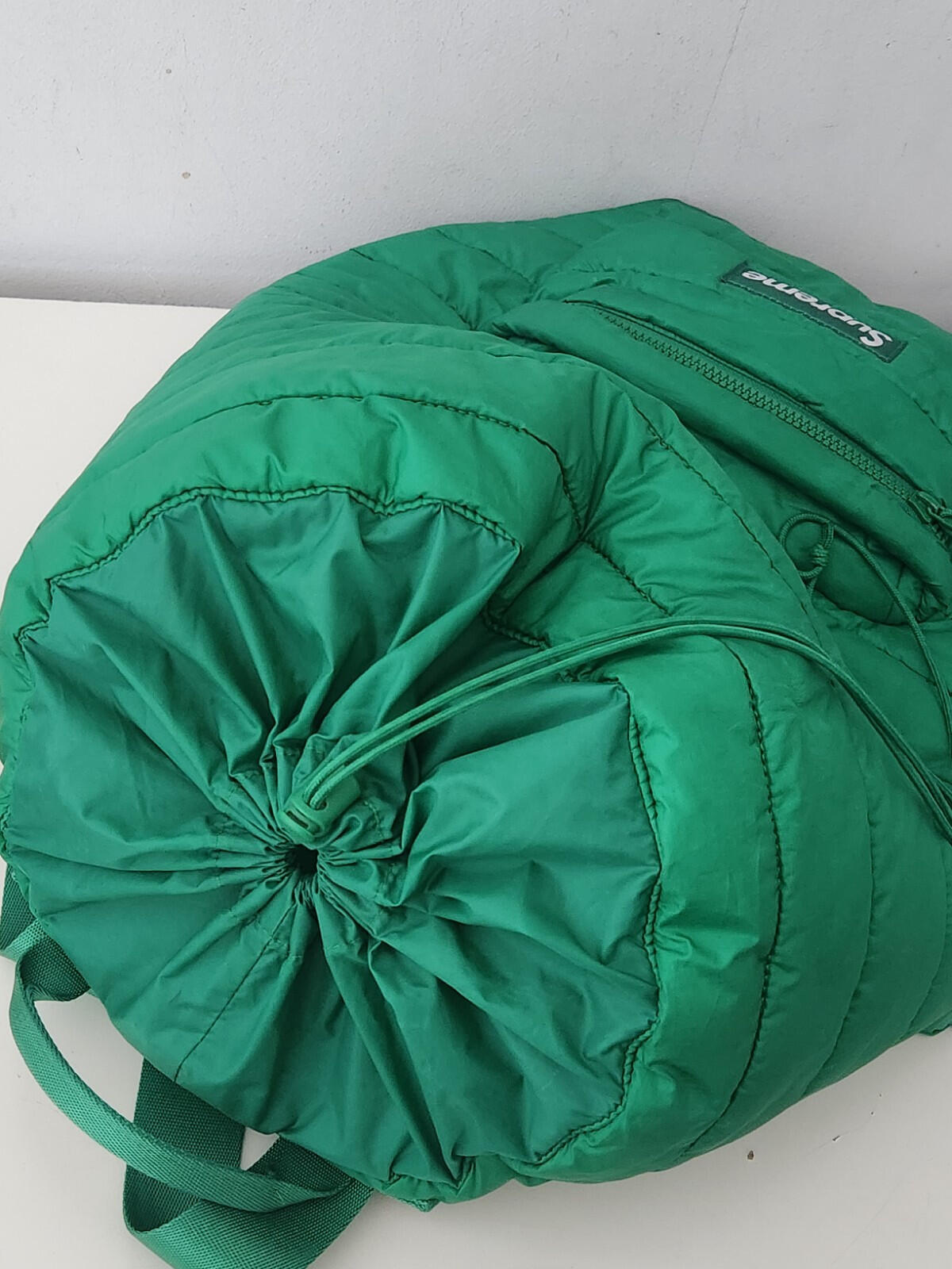 FW22 Supreme Puffer Backpack Green Bag Water Resistant