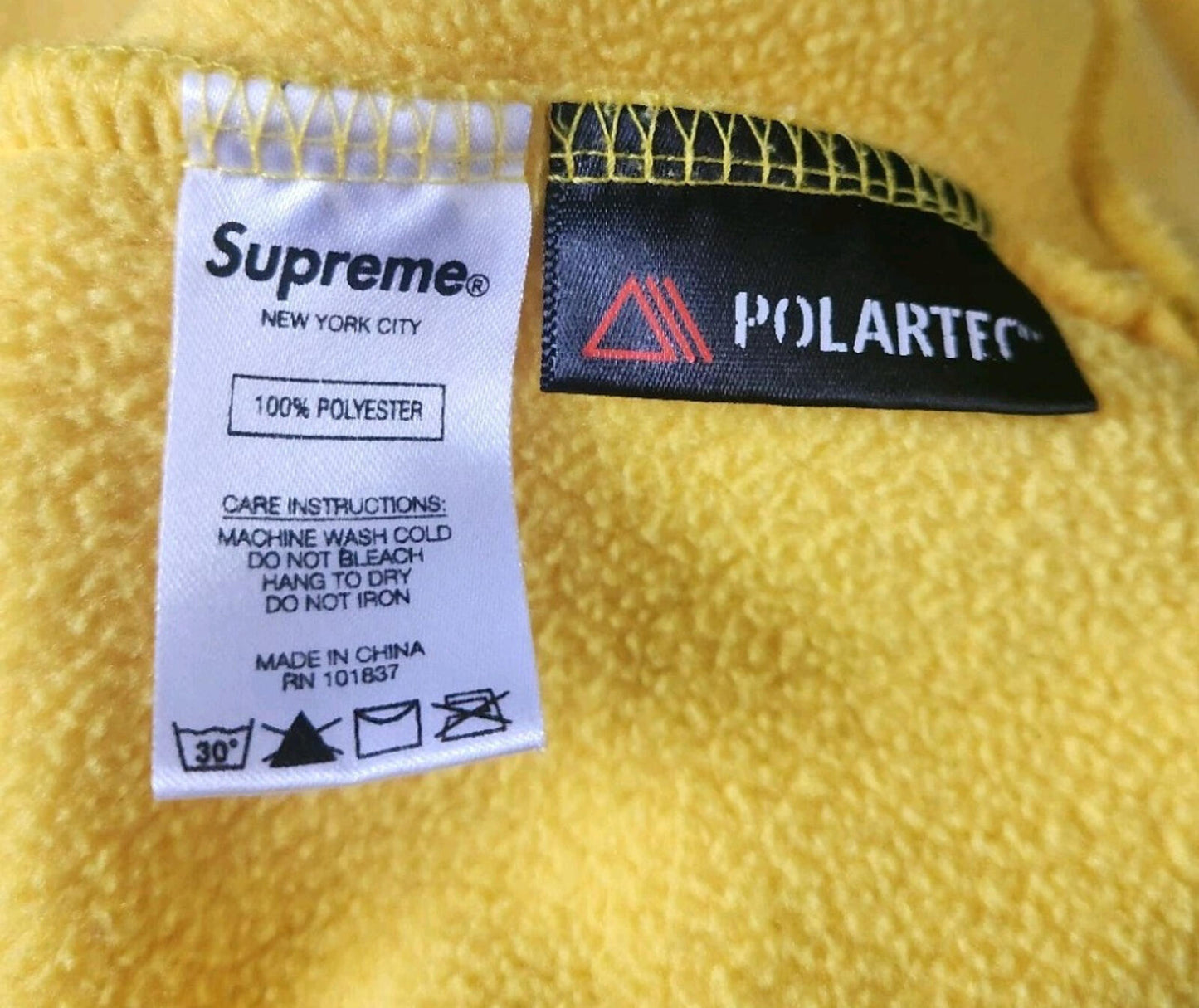 FW18 Supreme Polartec Hooded Sweatshirt Fleece Yellow M