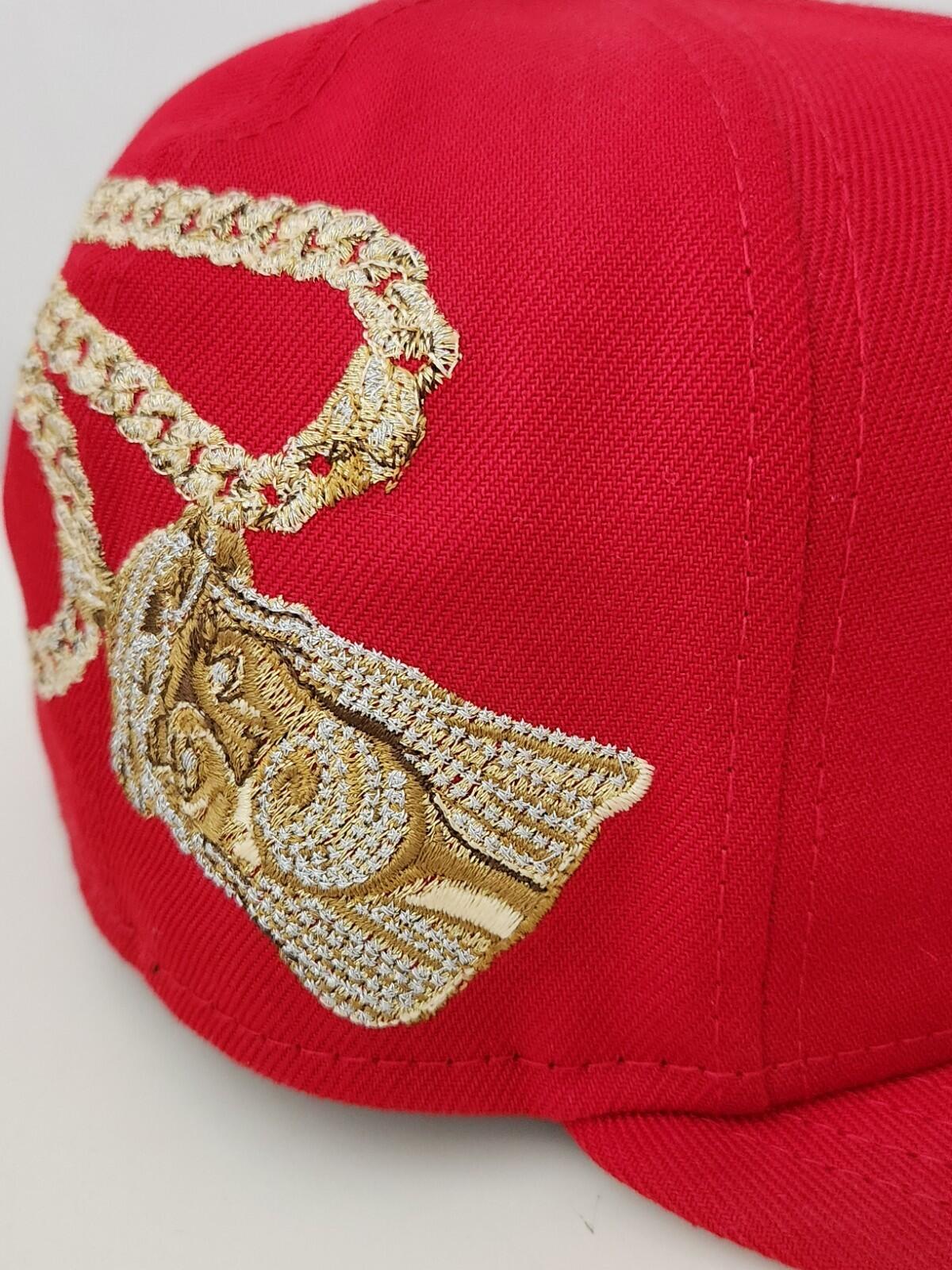 FW23 Supreme Jesus Piece S Logo New Era 59Fifty Hat 7 1/8 Red Grey cap snapback