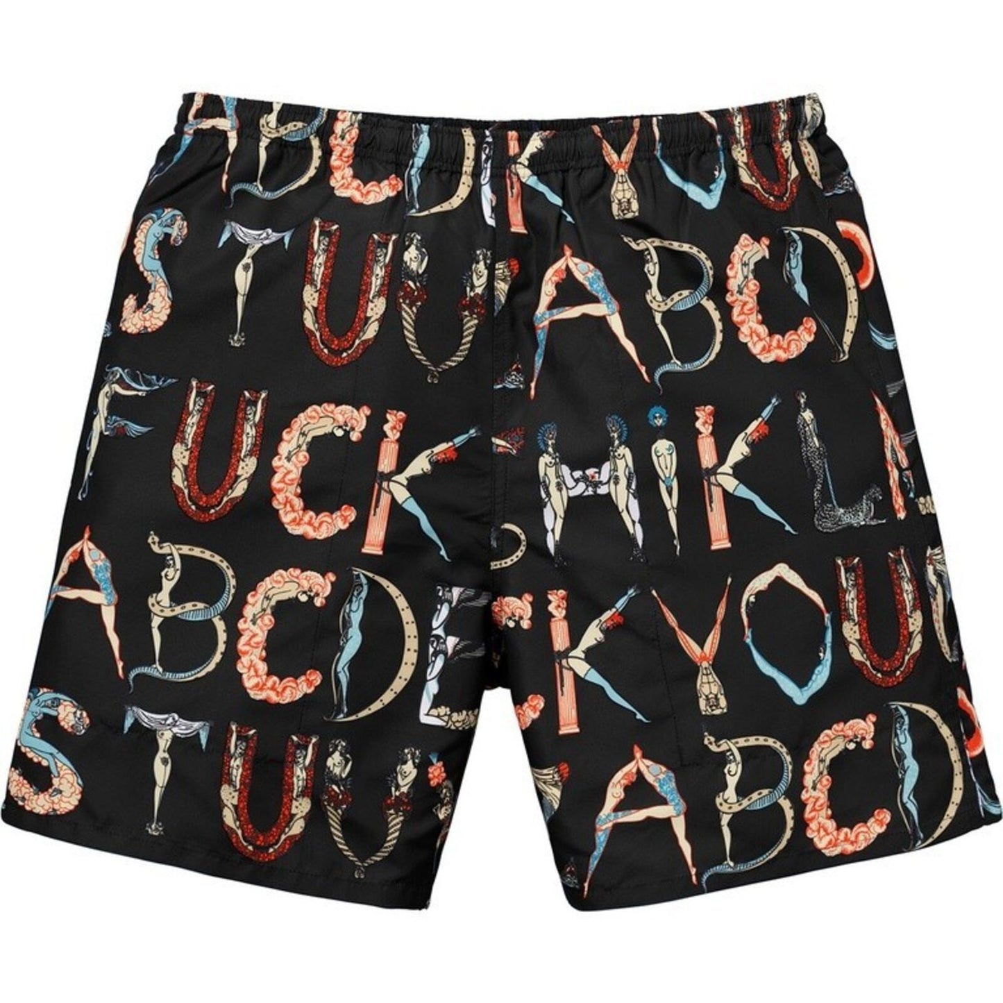SS18 Supreme Alphabet Water Short Black M Original artwork by Erte. ©Sevenarts