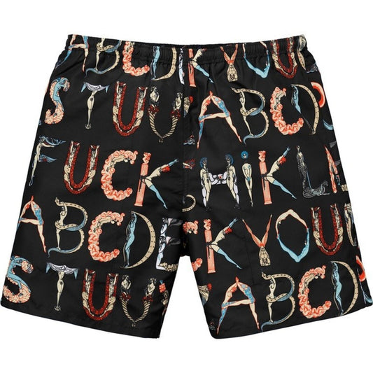 SS18 Supreme Alphabet Water Short Negro M Obra de arte original de Erte. ©Sevenarts