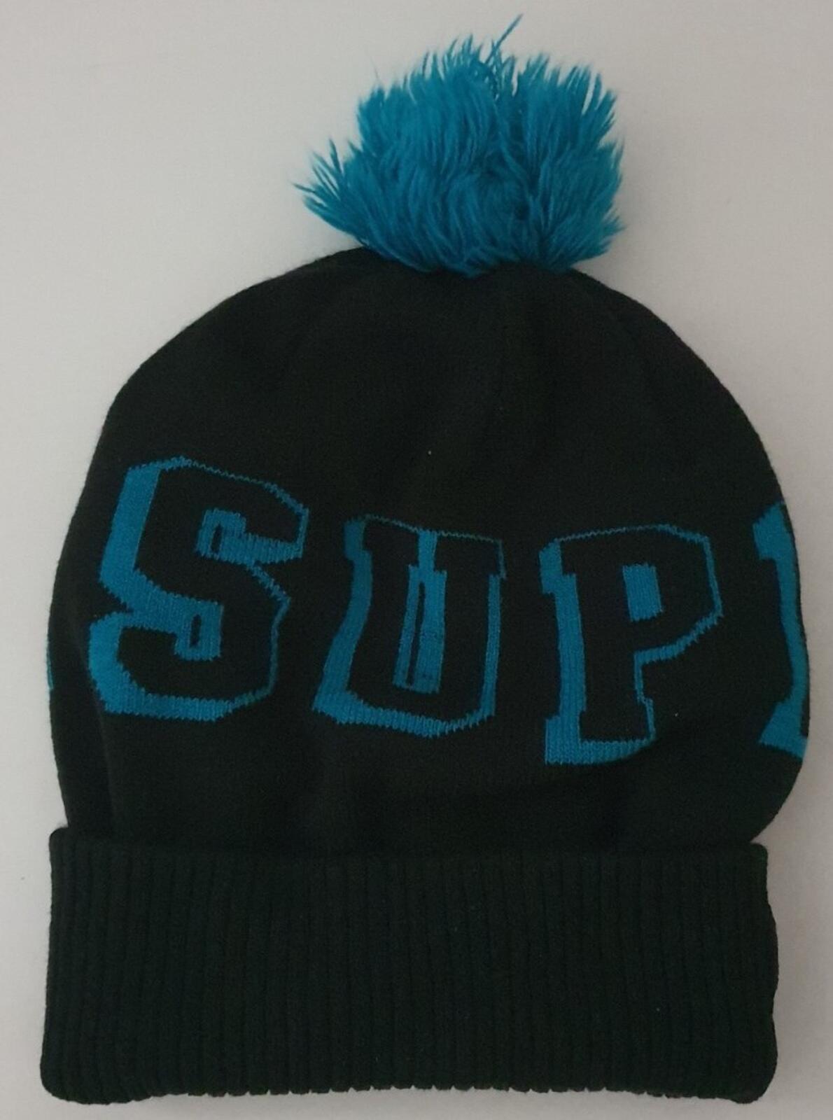 FW15 Supreme Banner New Era black / blue beanie small box logo Rare