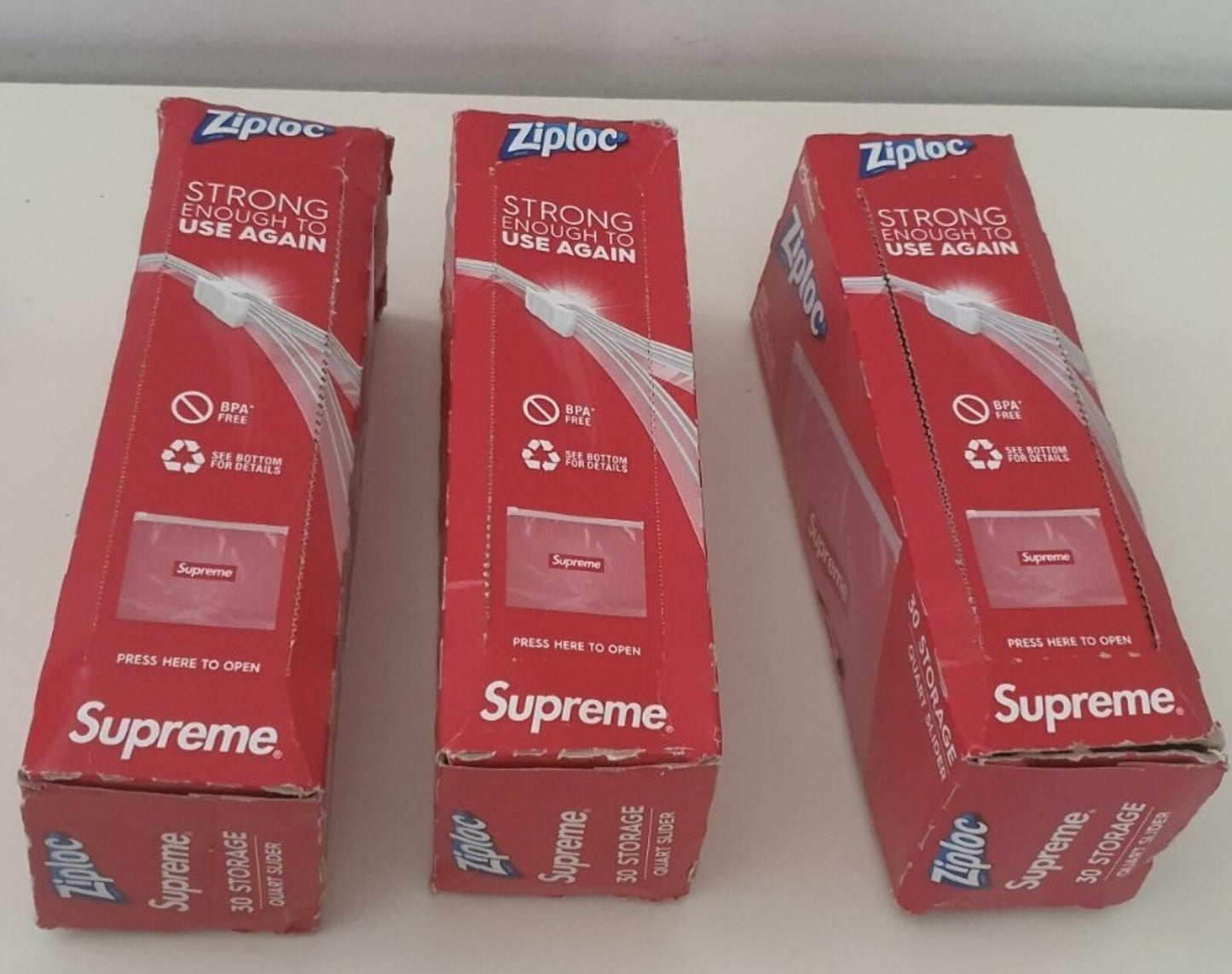3x SS20 Supreme ZIPLOC Beutel (3x Boxen à 30 Stück) klare kleine Box Logo Aufbewahrungsbeutel